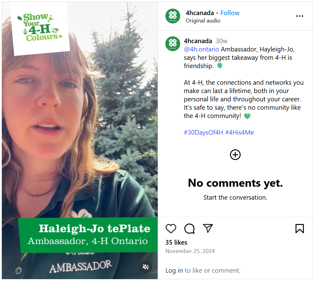 Capture d'écran d'un post instagram