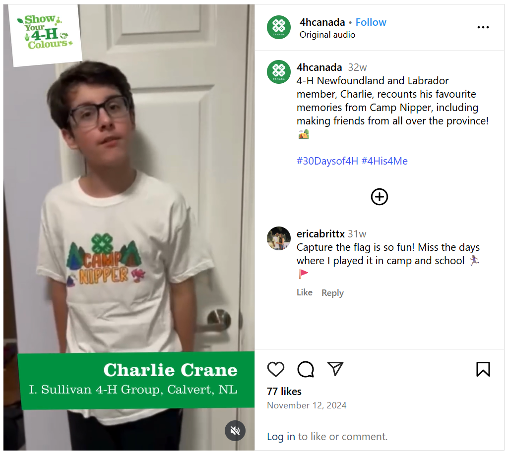Capture d'écran d'un post instagram