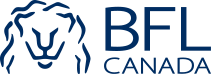 Logo de BFL Canada : Emblème de lion dans une conception linéaire bleu marine.