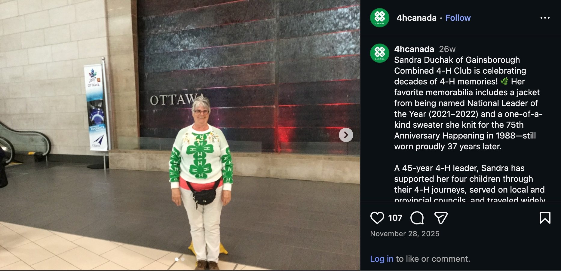 Screenshot of an instagram post