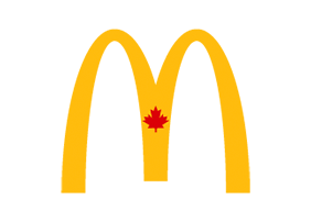 McDonald's Canada logo: Golden arches forming the letter 'M' with a red maple leaf in the centre